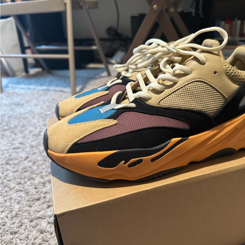 Yeezy 700 “Endamb” Men's Athletic Sneakers in Tan, Orange, Black - Picture 2 of 3